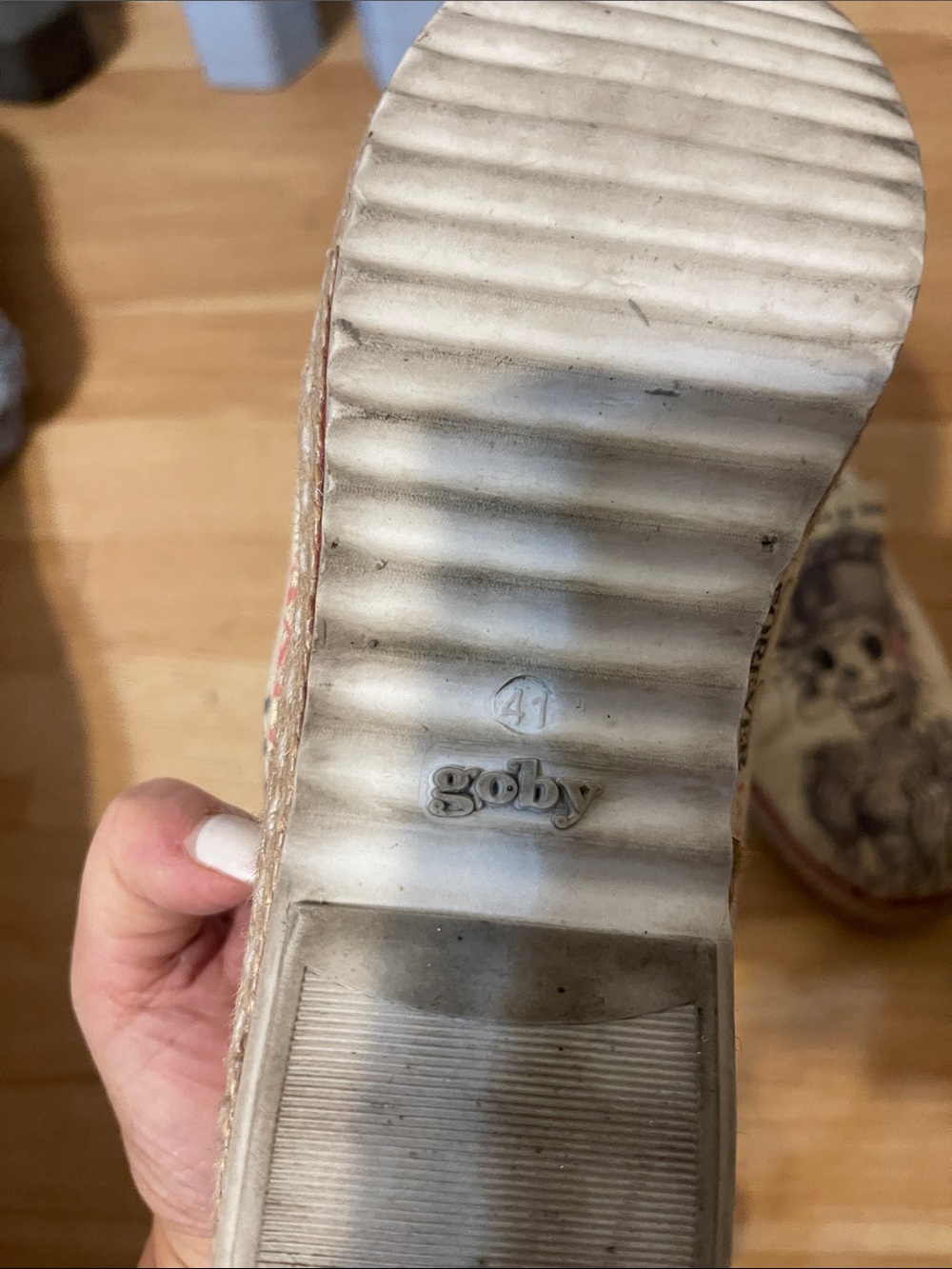 Goby Canvas Slip-On Shoes with Skull & Script Graphic - Cream - Picture 6 of 6